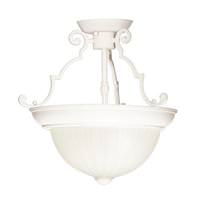 Nuvo Lighting 2 Light 13" Round Textured White Frosted Melon Glass Shade Ceiling Light Fixture