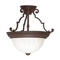 Nuvo Lighting 2 Light 13" Round Old Bronze Frosted Melon Glass Shade Ceiling Light Fixture