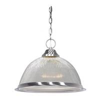 Nuvo Lighting 1 Light Brushed Nickel Prismatic Clear Ribbed Glass Shade Pendant Light Fixture