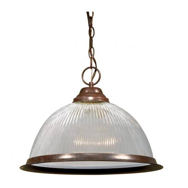 1 Light Old Bronze Prismatic Clear Ribbed Glass Shade Pendant Light Fixture