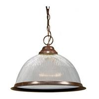 Nuvo Lighting 1 Light Old Bronze Prismatic Clear Ribbed Glass Shade Pendant Light Fixture