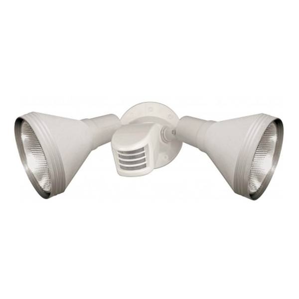 14" White Double Adjustable Swivel Flood Light with Motion Sensor