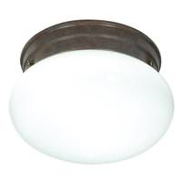 Nuvo Lighting 1 Light 8" Round Old Bronze White Mushroom Glass Shade Ceiling Light Fixture