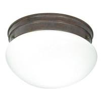 Nuvo Lighting 2 Light 10" Round Old Bronze White Mushroom Glass Shade Ceiling Light Fixture