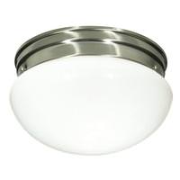 Nuvo Lighting 2 Light 10" Round Brushed Nickel White Mushroom Glass Shade Ceiling Light Fixture