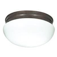 Nuvo Lighting 2 Light 12" Round Old Bronze White Mushroom Glass Shade Ceiling Light Fixture