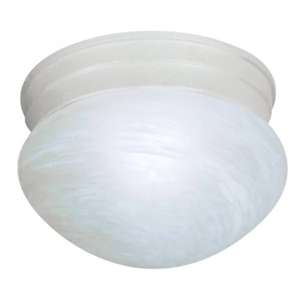 1 Light 8" Round Textured White Alabaster Mushroom Glass Shade Ceiling Light Fixture
