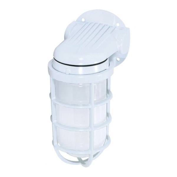 1 Light 9" White Wall Mount Vapor Tight Incandescent Fixture