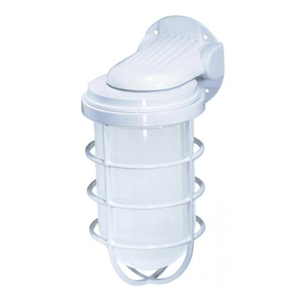 1 Light 11" White Wall Mount Vapor Tight Incandescent Fixture