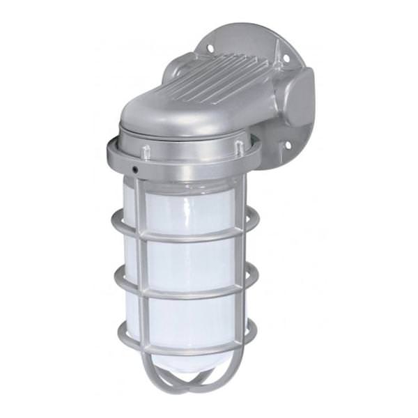1 Light 9" Metallic Silver Wall Mount Vapor Tight Incandescent Fixture