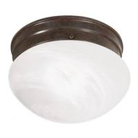 Nuvo Lighting 1 Light 8" Round Old Bronze Alabaster Mushroom Glass Shade Ceiling Light Fixture