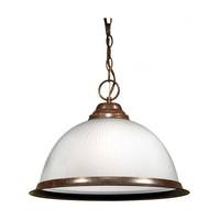 Nuvo Lighting 1 Light Old Bronze Prismatic Frosted Ribbed Glass Shade Pendant Light Fixture