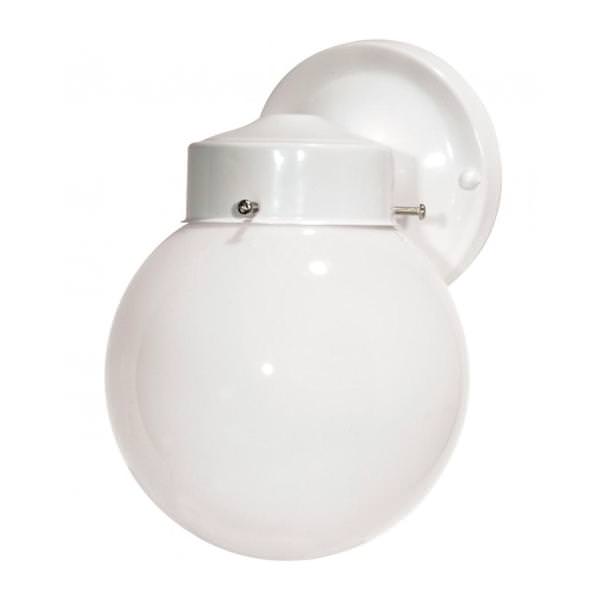 1 Light Gloss White Glass Globe Wall Light Fixture