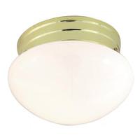 Nuvo Lighting 1 Light 8" Round Polished Brass White Mushroom Glass Shade Ceiling Light Fixture