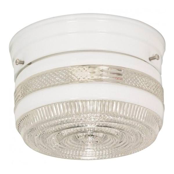 1 Light 6" Round White Glass Drum Shade Ceiling Light Fixture
