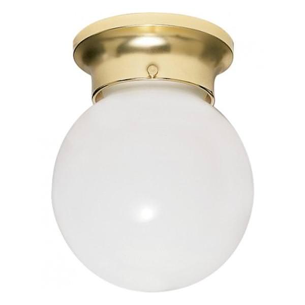 1 Light Polished Brass White Glass Ball Shade Ceiling Light Fixture