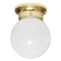 Nuvo Lighting 1 Light Polished Brass White Glass Ball Shade Ceiling Light Fixture