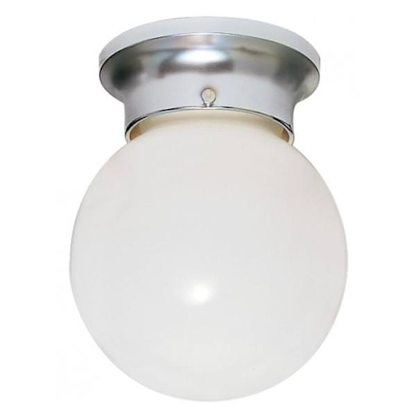 1 Light Polished Chrome White Glass Ball Shade Ceiling Light Fixture