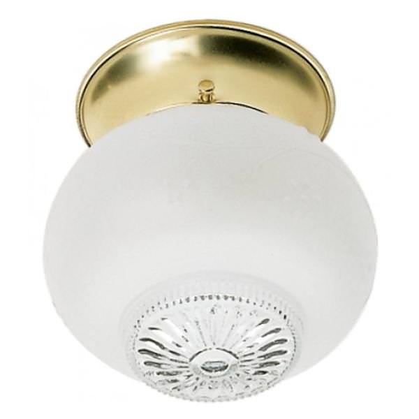 1 Light Polished Brass Clear Bottom Squat Ball Glass Shade Ceiling Light Fixture