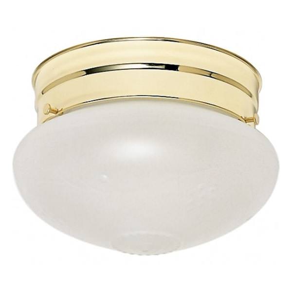 1 Light 6" Round Polished Brass Frosted Grape Mushroom Glass Shade Ceiling Light Fixture
