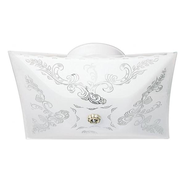 2 Light 12" White Floral Glass Shade Ceiling Light Fixture
