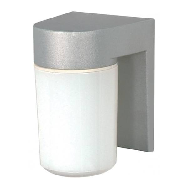 1 Light Satin Aluminum White Glass Cylinder Wall Light Fixture