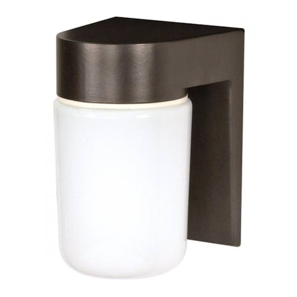 1 Light Bronzotic White Glass Cylinder Wall Light Fixture