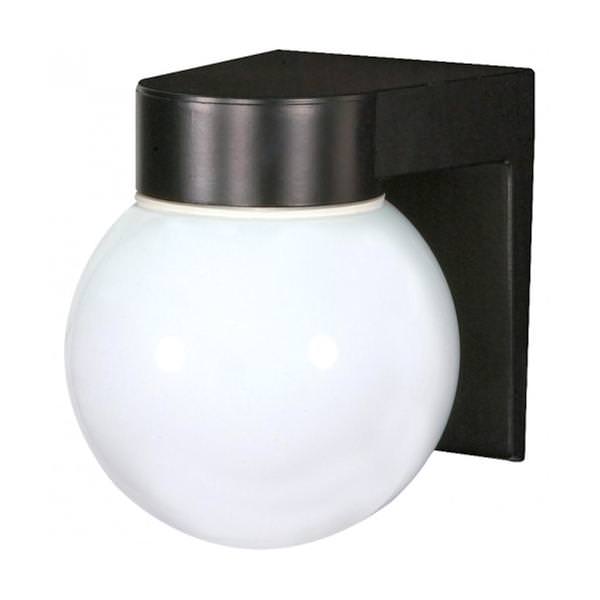 1 Light Black White Glass Globe Wall Light Fixture
