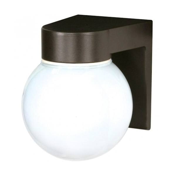 1 Light Bronzotic White Glass Globe Wall Light Fixture