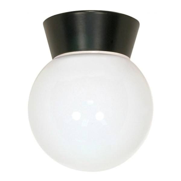 1 Light Bronzotic White Glass Globe Ceiling Light Fixture