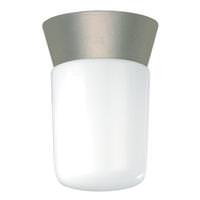 1 Light Satin Aluminum White Glass Cylinder Ceiling Light Fixture