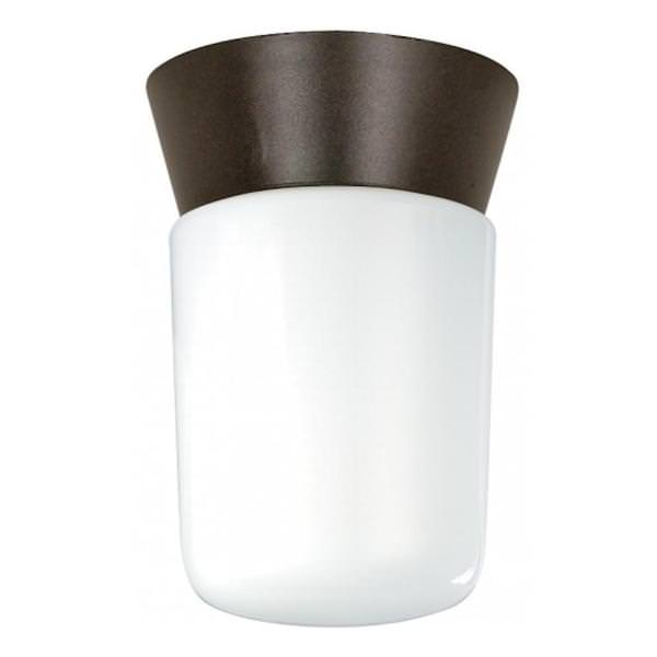 1 Light Bronzotic White Glass Cylinder Ceiling Light Fixture
