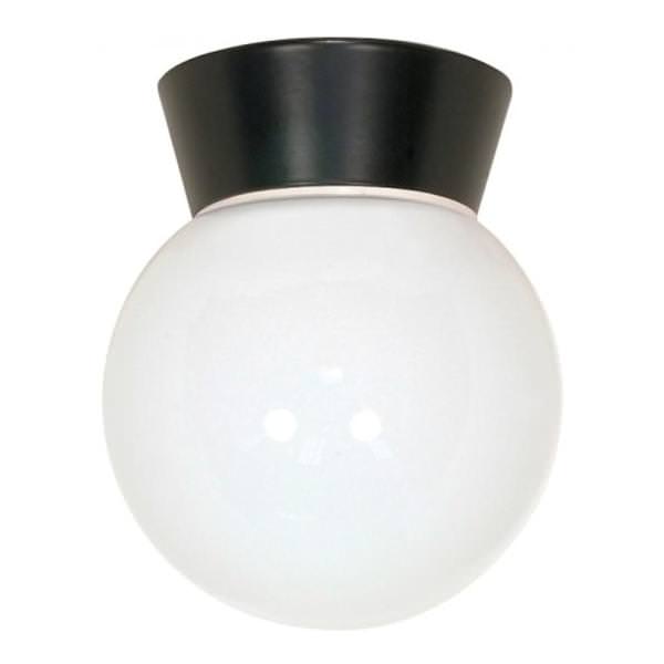 1 Light Black White Glass Globe Ceiling Light Fixture