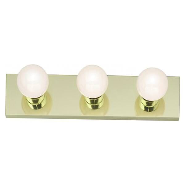 3 Light Polished Brass Glass Vanity Light Fixture