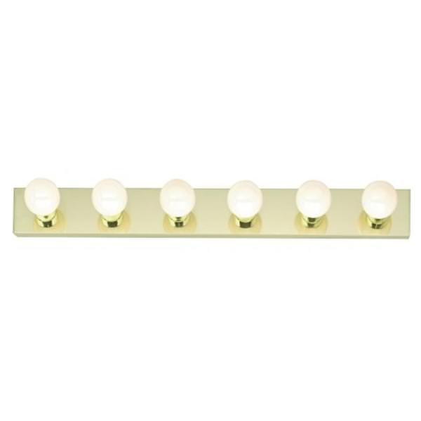 6 Light Polished Brass Glass Vanity Light Fixture
