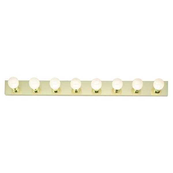 8 Light Polished Brass Glass Vanity Light Fixture
