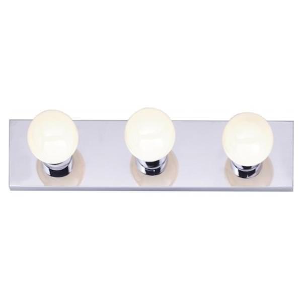 3 Light Polished Chrome Glass Vanity Light Fixture