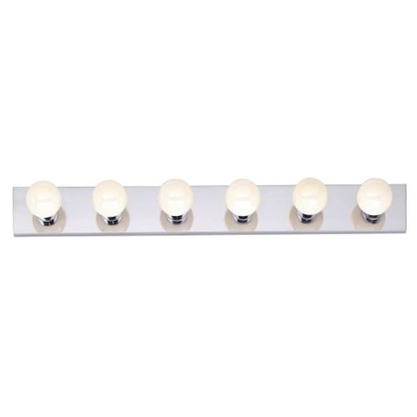 6 Light Polished Chrome Glass Vanity Light Fixture