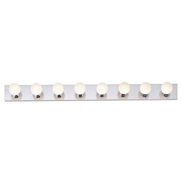 8 Light Polished Chrome Glass Vanity Light Fixture