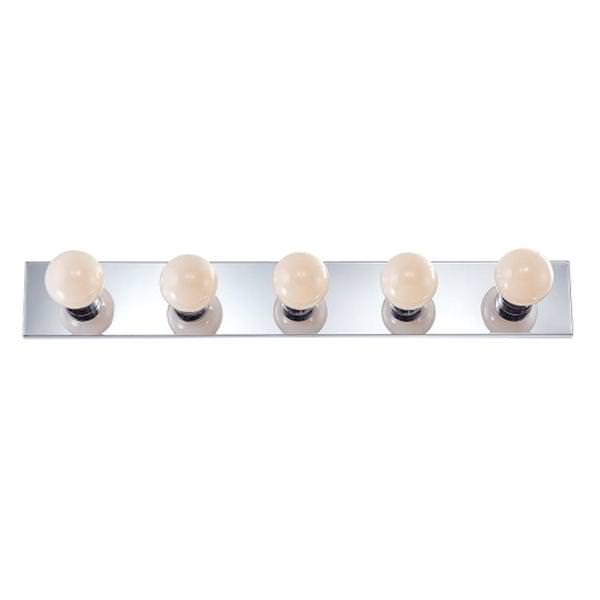 5 Light Polished Chrome Glass Wall Vanity Light Fixture