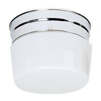 Nuvo Lighting 1 Light 6" Round Polished Chrome White Glass Drum Shade Ceiling Light Fixture