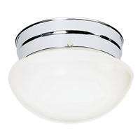 Nuvo Lighting 1 Light 8" Round Polished Chrome White Mushroom Glass Shade Ceiling Light Fixture
