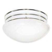 Nuvo Lighting 2 Light 10" Round Polished Chrome White Mushroom Glass Shade Ceiling Light Fixture