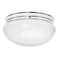 Nuvo Lighting 2 Light 12" Round Polished Chrome White Mushroom Glass Shade Ceiling Light Fixture