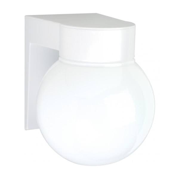1 Light White Glass Globe Wall Light Fixture