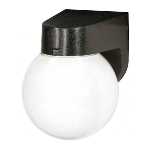 1 Light Black Lexan Globe Outdoor Wall Light Fixture