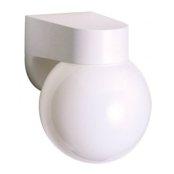 1 Light White Lexan Globe Outdoor Wall Light Fixture