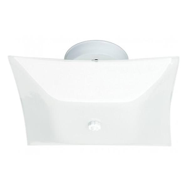 2 Light White Square Glass Shade Ceiling Light Fixture