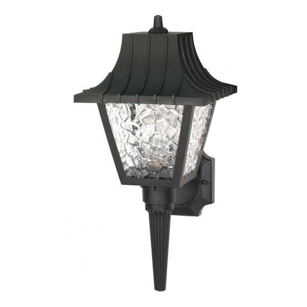 1 Light 18" Black Textured Acrylic Panels Outdoor Wall Lantern Light Fixture