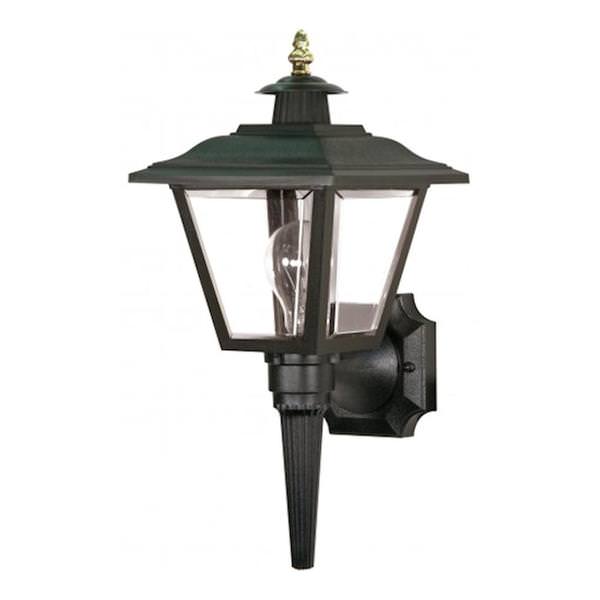 1 Light 17" Black Brass Trimmed Acrylic Panels Wall Lantern Light Fixture